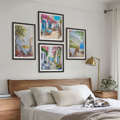 Mur de tableaux Rues charmantes bordées de plantes
