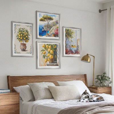 Ensemble de 4 tableaux Citronniers au soleil