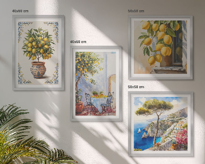Ensemble de 4 tableaux Citronniers au soleil