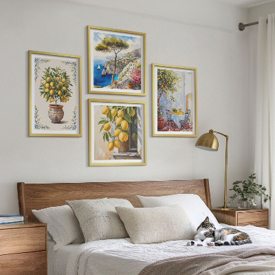 Ensemble de 4 tableaux Citronniers au soleil