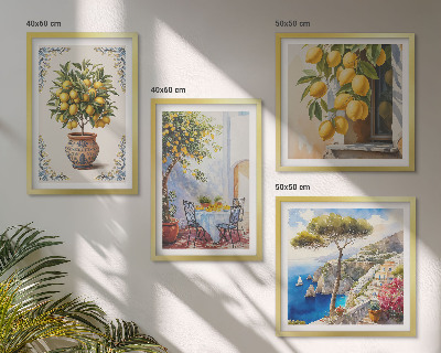 Ensemble de 4 tableaux Citronniers au soleil