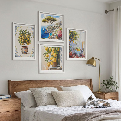 Ensemble de 4 tableaux Citronniers au soleil