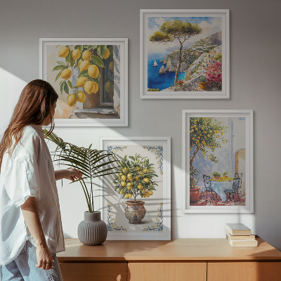 Ensemble de 4 tableaux Citronniers au soleil