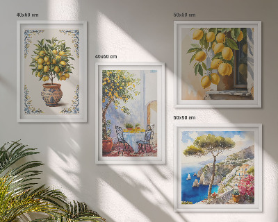 Ensemble de 4 tableaux Citronniers au soleil