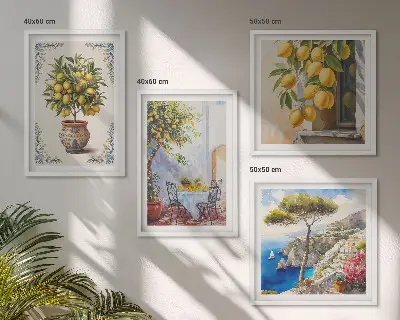 Citronniers au soleil ensemble de 4 tableaux