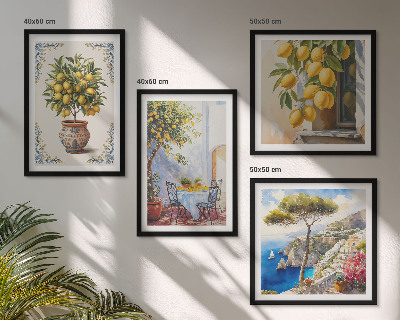 Ensemble de 4 tableaux Citronniers au soleil