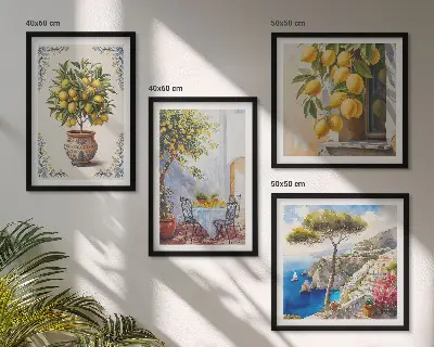 Citronniers au soleil ensemble de 4 tableaux