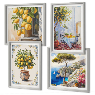 Ensemble de 4 tableaux Citronniers au soleil