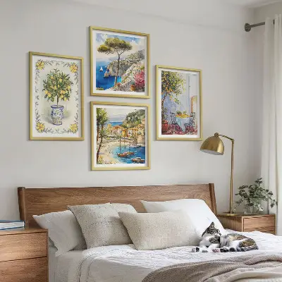 Tableau polyptyque vue sur une mer de citronniers en 2 cadres