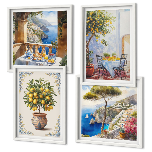 Ensemble de 4 tableaux Table de citronnier de mer