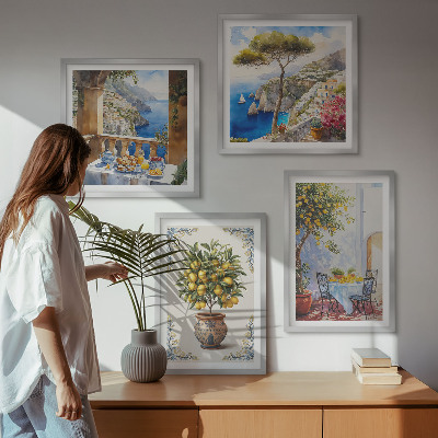 Ensemble de 4 tableaux Table de citronnier de mer