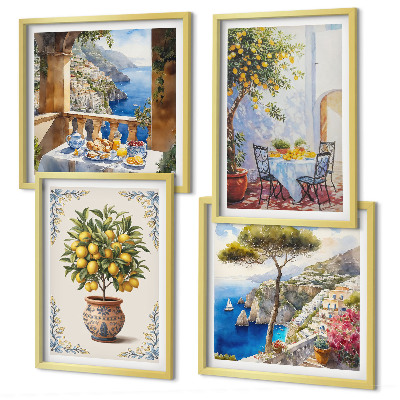 Ensemble de 4 tableaux Table de citronnier de mer