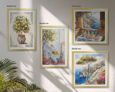 Ensemble de 4 tableaux représentant un citronnier de mer