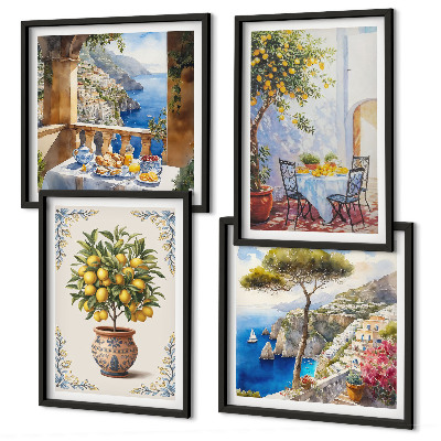 Ensemble de 4 tableaux Table de citronnier de mer