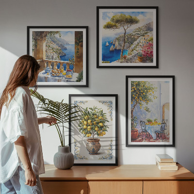 Ensemble de 4 tableaux Table de citronnier de mer