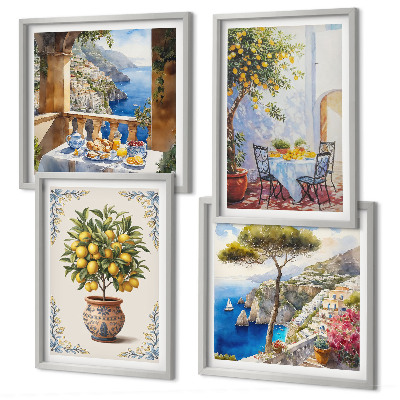 Ensemble de 4 tableaux Table de citronnier de mer