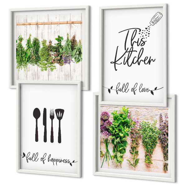 Mur de tableaux Inscriptions sur les plantes aromatiques de cuisine