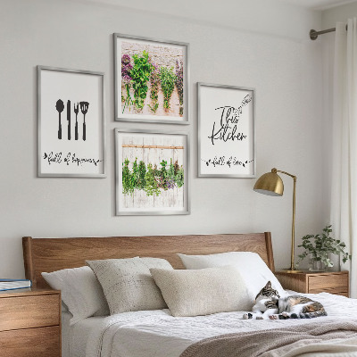 Mur de tableaux Inscriptions sur les plantes aromatiques de cuisine