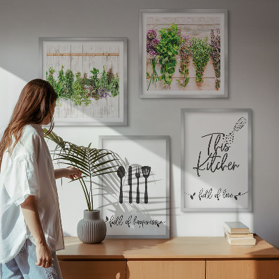 Mur de tableaux Inscriptions sur les plantes aromatiques de cuisine