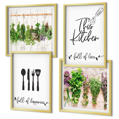 Mur de tableaux Inscriptions sur les plantes aromatiques de cuisine