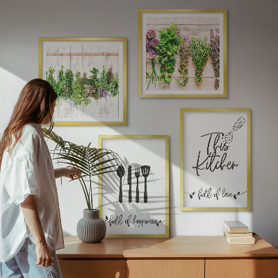 Mur de tableaux Inscriptions sur les plantes aromatiques de cuisine