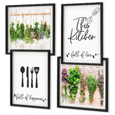 Mur de tableaux Inscriptions sur les plantes aromatiques de cuisine