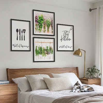 Mur de tableaux Inscriptions sur les plantes aromatiques de cuisine