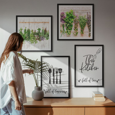 Mur de tableaux Inscriptions sur les plantes aromatiques de cuisine