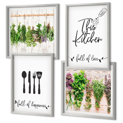 Mur de tableaux Inscriptions sur les plantes aromatiques de cuisine