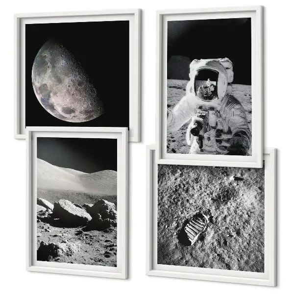 Empreinte d'astronaute lunaire ensemble de 4 tableaux