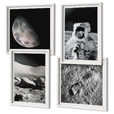 Ensemble de 4 tableaux Empreinte d'astronaute lunaire
