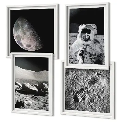 Empreinte d'astronaute lunaire ensemble de 4 tableaux