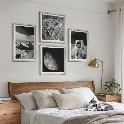 Ensemble de 4 tableaux Empreinte d'astronaute lunaire