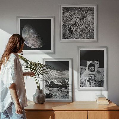 Ensemble de 4 tableaux Empreinte d'astronaute lunaire