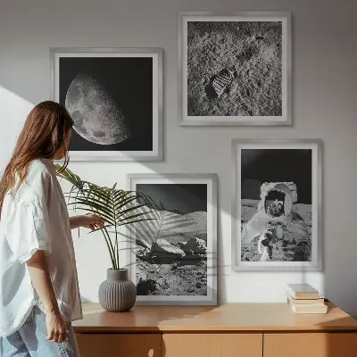 Empreinte d'astronaute lunaire ensemble de 4 tableaux