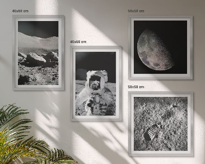 Ensemble de 4 tableaux Empreinte d'astronaute lunaire