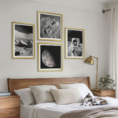 Ensemble de 4 tableaux Empreinte d'astronaute lunaire