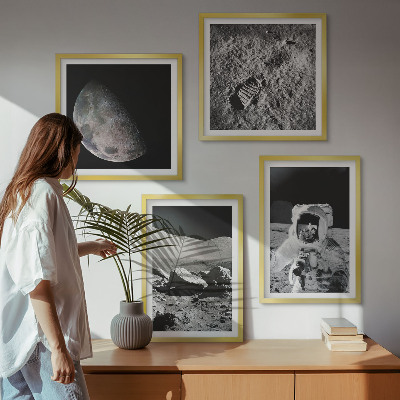 Ensemble de 4 tableaux Empreinte d'astronaute lunaire