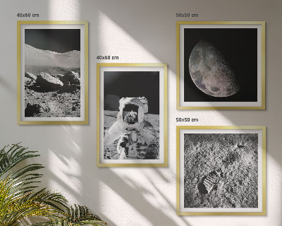 Ensemble de 4 tableaux Empreinte d'astronaute lunaire