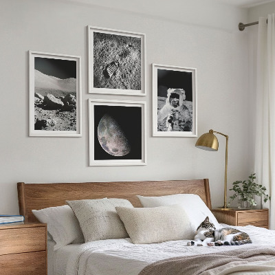 Ensemble de 4 tableaux Empreinte d'astronaute lunaire