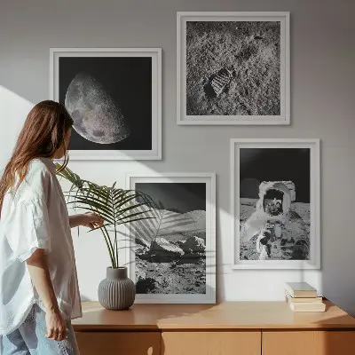 Empreinte d'astronaute lunaire ensemble de 4 tableaux