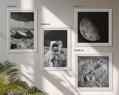 Ensemble de 4 tableaux Empreinte d'astronaute lunaire