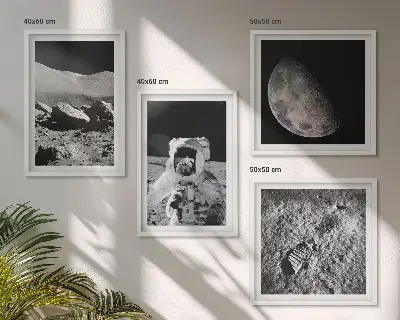 Empreinte d'astronaute lunaire ensemble de 4 tableaux