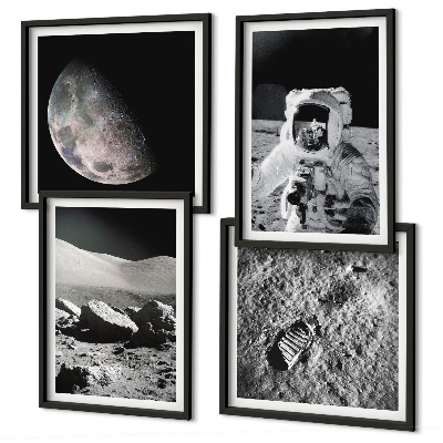 Ensemble de 4 tableaux Empreinte d'astronaute lunaire