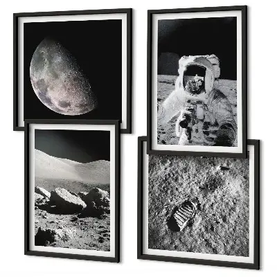 Empreinte d'astronaute lunaire ensemble de 4 tableaux