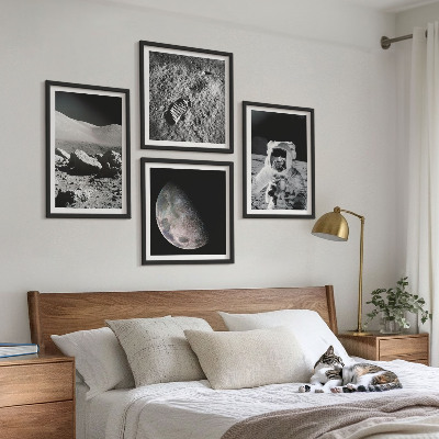 Ensemble de 4 tableaux Empreinte d'astronaute lunaire