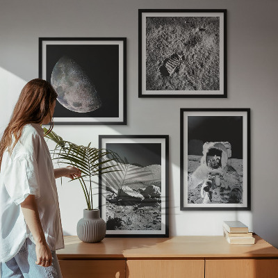 Ensemble de 4 tableaux Empreinte d'astronaute lunaire