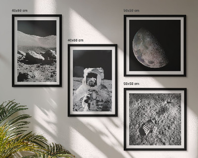 Ensemble de 4 tableaux Empreinte d'astronaute lunaire