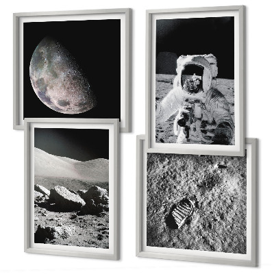 Ensemble de 4 tableaux Empreinte d'astronaute lunaire