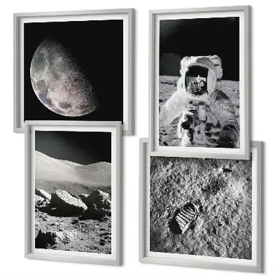 Empreinte d'astronaute lunaire ensemble de 4 tableaux